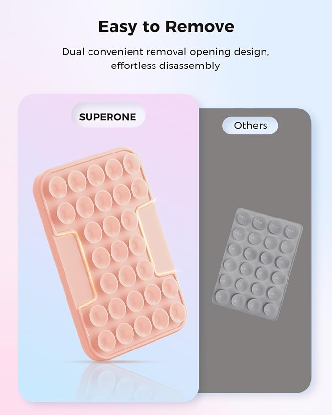 SUPERONE Magnetic Suction Phone Mount for MagSafe Case, Magnetic Silicone Sticky Phone Grip Holder for iPhone 16/15/14/13/12 Series, Hands-Free for Makeup/Selfie/Live Streaming/Vlog/TikTok - Clear