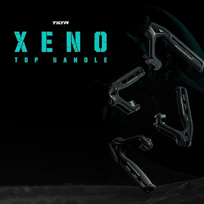 Tilta Xeno Top Handle for Filmmakers & Cameras - Titanium Gray | Aluminum Alloy and Silicone Build | Safety Release Pin | Comfortable Handling (1/4″-20 and 3/8″-16 Threads w/Locating Points)