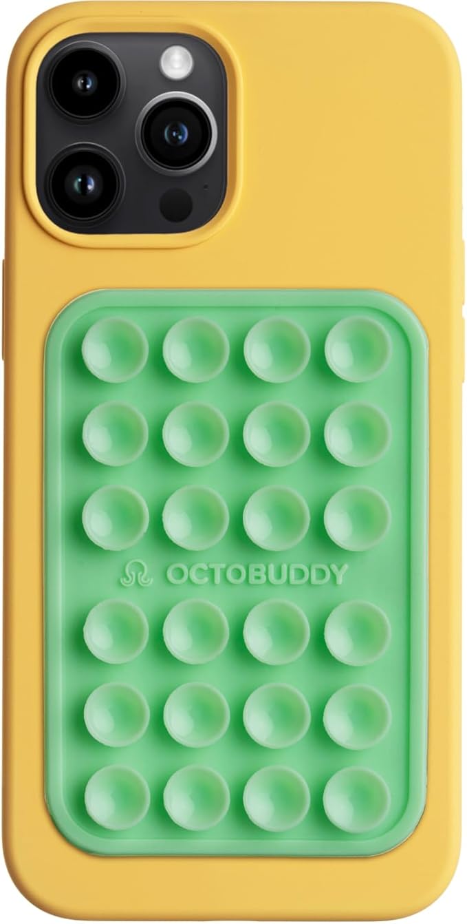 Classic - Silicone Suction Phone Case Adhesive Mount - Hands-Free, Strong Grip Holder for Selfies & Videos - iPhone & Android Compatible - 2.25″ x 3.25″, Green Ash