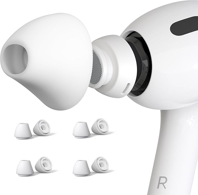 4 Pairs Ear Tips for AirPods Pro 1 & 2 [Relief Pain] [Fit in Case] Noise Cancellation Add Grip Sport Earbuds [US Patent Registered] (Extra Small)