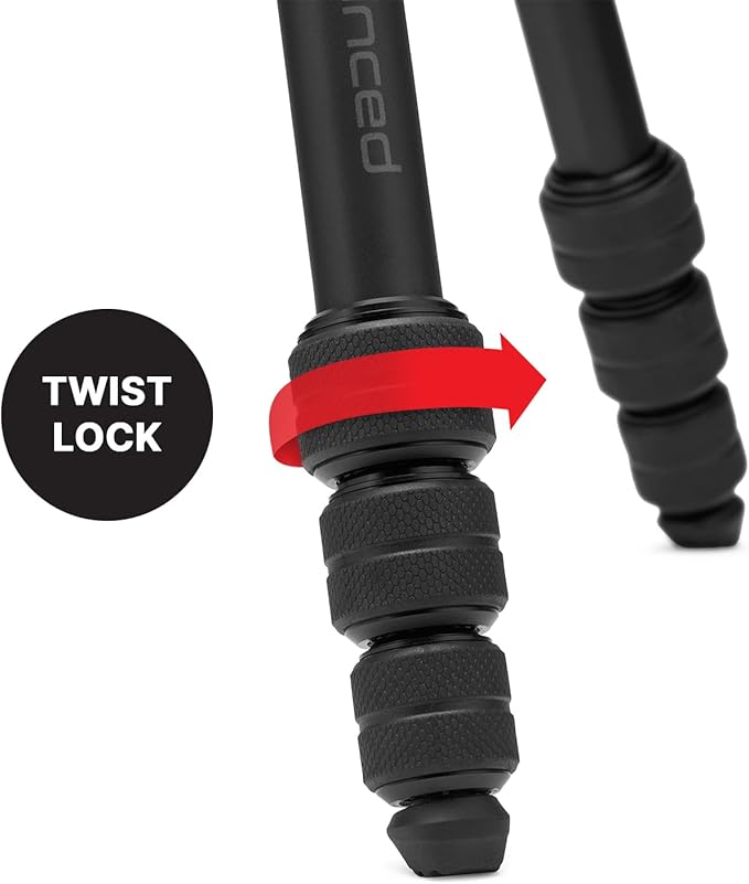 Manfrotto Befree Advanced AS, Camera Tripod, Twist Lock, Compatible with Arca-Swiss, Portableand Compact, Alumiium, Travel Tripod Kit, Ball Head, for DSLR, Mirrorless, Camera Accessories