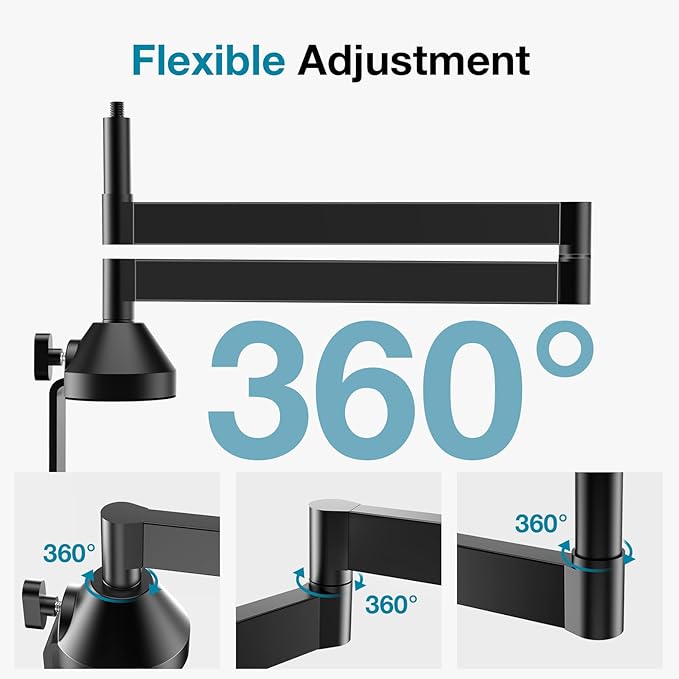 InnoGear Low Profile Mic Arm, 360° Rotatable Microphone Arm Stand Foldable Desk Mic Boom Arm for Fifine AM8 K669B Blue Yeti HyperX QuadCast SoloCast AT2020 and Other Mics
