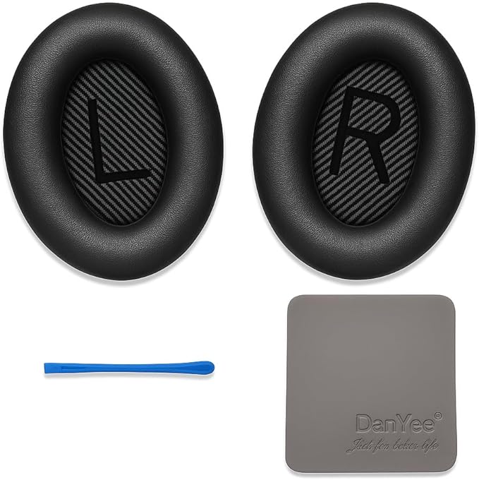 Premium Replacement Ear Pads for Bose QC2, QC15, QC25, QC35 I & II – Soft Protein Leather & Memory Foam Cushions – Enhanced Noise Isolation – Easy Installation Kit & Cleaning Cloth