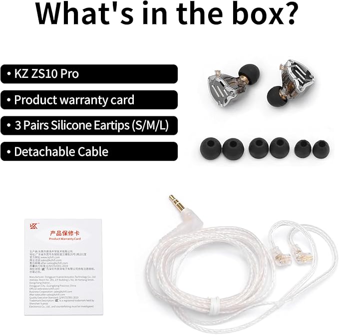 KZ ZS10 Pro Gaming Earbuds, 4BA 1DD Gaming Wired Earbuds with Mic, IEM Headphone Multi Driver HiFi Monitor Headphones, KZ in Ear Earphoner with 2PIN IEM Cable, All in One Button (Black with Mic)