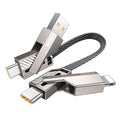 4-in-1 0.6FT Ultra Short USB C Cable Compatible with Lightning Cable [Fast Charging&Data Transfer] Flat Braided for iPhone iPad Charger Cord, Portable Multi Charger Cord Combo for Power Bank