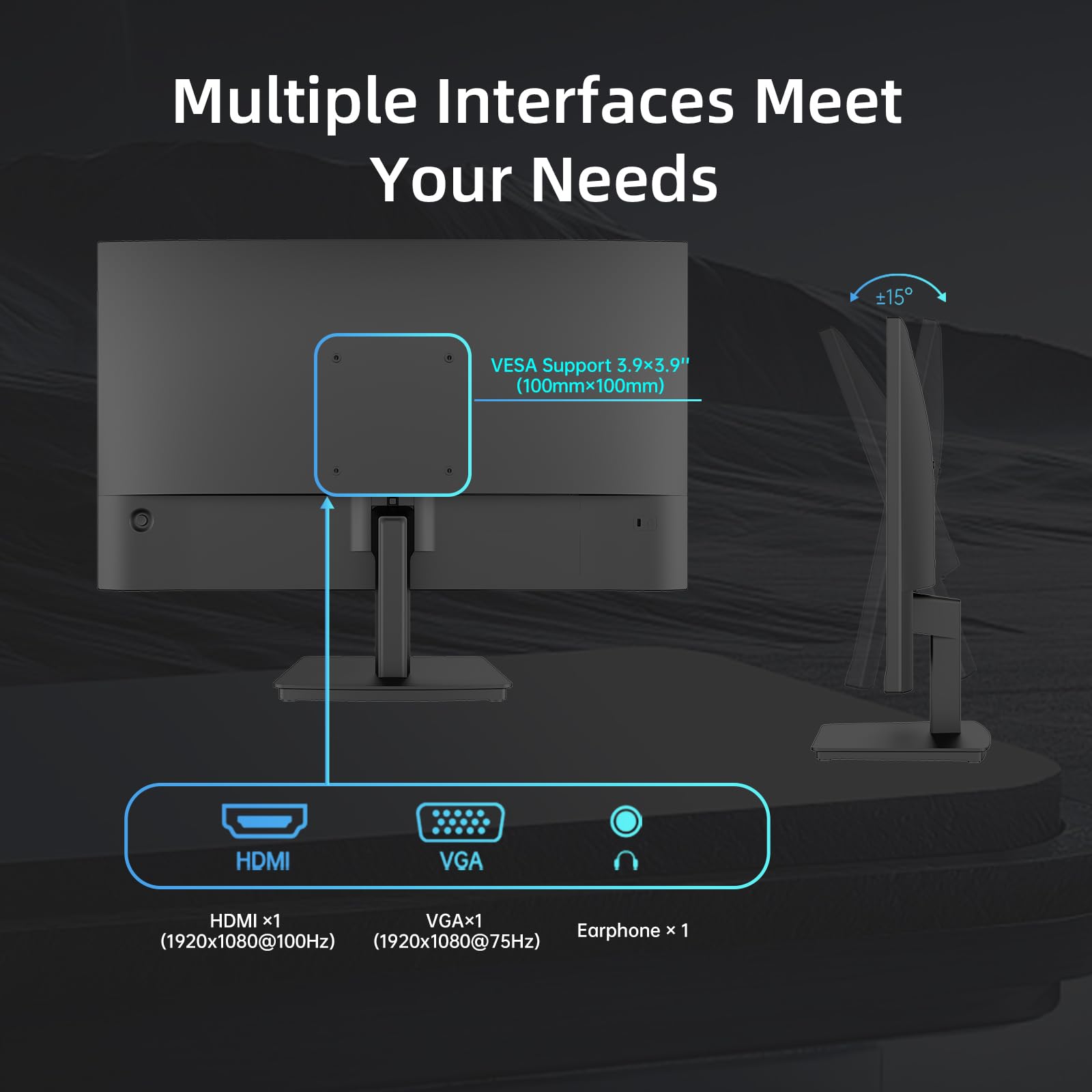 KTC 24 inch Monitor - 1080P Monitor, 100Hz FreeSync Gaming Moniter with HDR10,VESA Mountable, Adjustable Tilt, ZeroFrame Design, HDMI,VGA,Earphone Ports, PC Monitors for Office