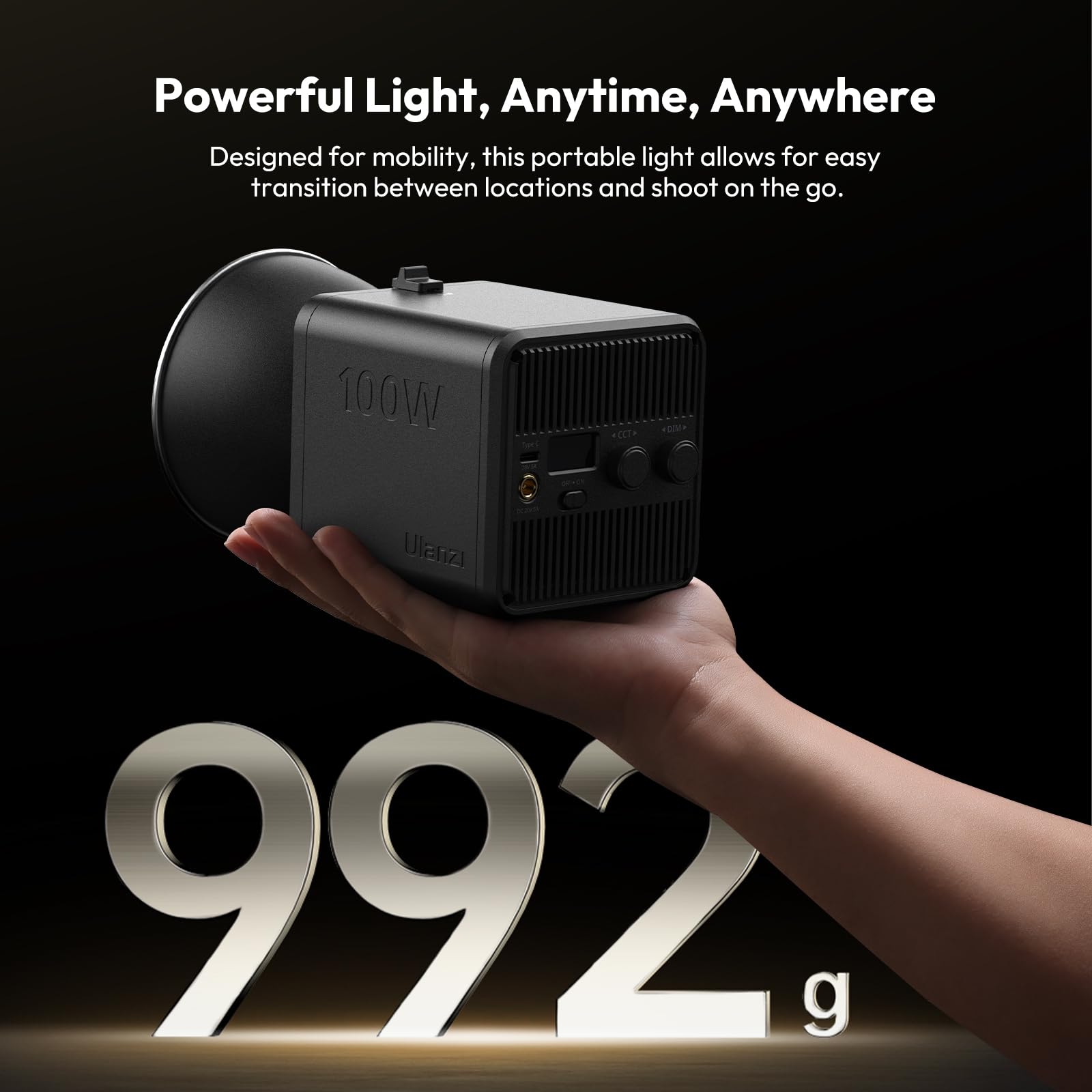 Ulanzi 100W Portable RGB COB Video Light 2700K-6500K CRI95+ CCT Full Color