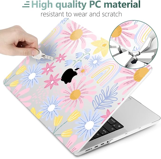 DONGKE for M4 MacBook Pro 16 Inch Case 2024 2023 2021 A3403 A3186 M3 A2991 M2 A2780 M1 A2485 Pro/Max Chip, Plastic Hard Shell Case & Keyboard Cover for Mac Pro 16 with Touch ID, Florals
