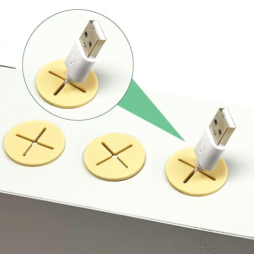 20Pcs Desk Grommet, 3/4" (20mm) Yellow Silicone Cord Hole Cover, Flexible Rubber Wire Grommets, Wall Grommets for Cables Management, Table, Countertop, Cabinets and Furnitures Wire Organizer