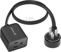 TROND 360° Rotating Flat Plug Extension Cord 1.5ft, Low Profile Small Power Strip, Three Side Grounded Outlet, 13A, Short SPT 16/3 Gauge Cable for Indoor Home Office Cruise Travel Essentials, Black