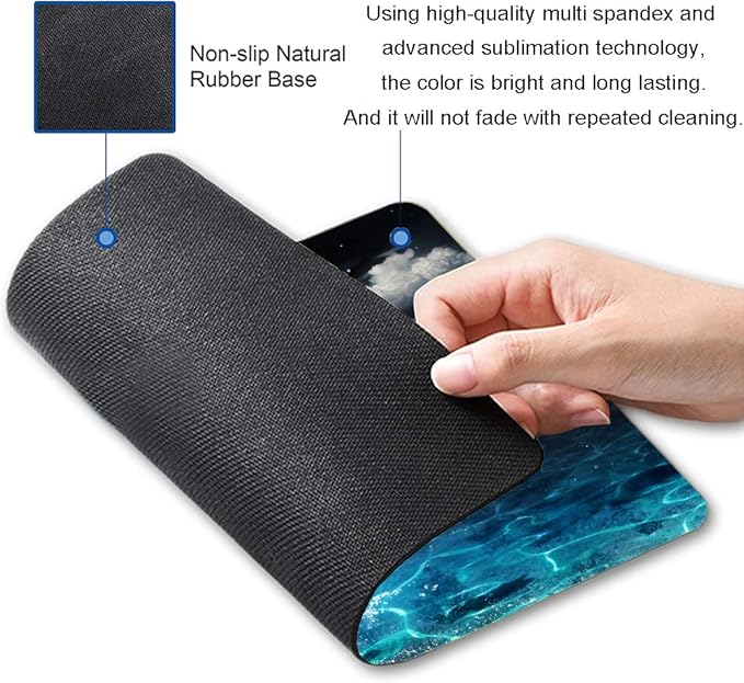 Hokafenle Mouse Pad, Blue Ccean Moon Mouse Pad, Premium-Textured Mousepad Square Waterproof Mouse Mat Non-Slip Rubber Base Mouse Pads for Wireless Mouse Office Laptop