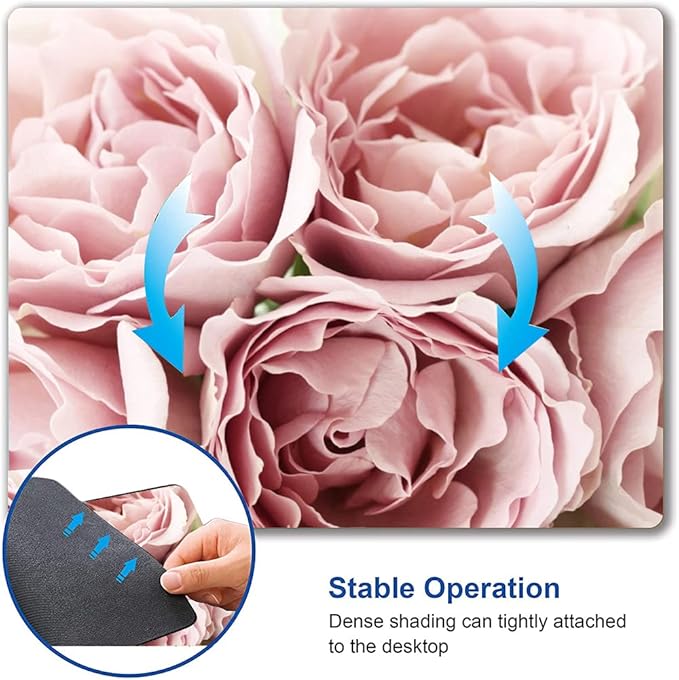 Hokafenle Mouse Pad Flower, Cute Floral Mouse Pads for Women, Mouse Mat Square Waterproof Mouse Pad Non-Slip Rubber Base MousePads for Office Laptop Computer, Pink Roses