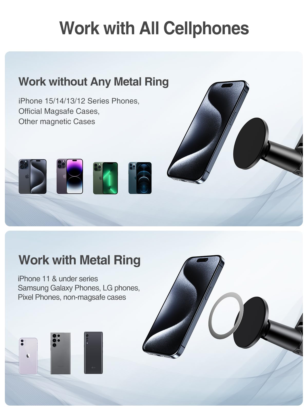 elitehood Magnetic Phone Clamp Mount, Universal Magsafe iPhone Holder Clip