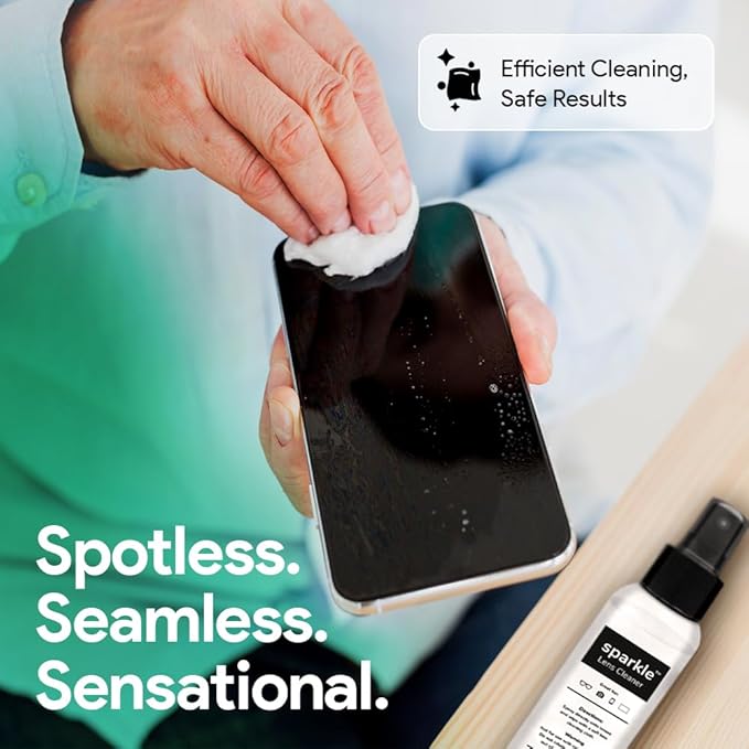 Sparkle Anti-Reflective Lens Cleaner Spray kit | (1) 2oz Glasses Cleaner Spray + (1) Microfiber Cloth for Eyeglasses, Sunglasses, Lenses, Screens and Camera Cleaning Kit (2 Piece Set)