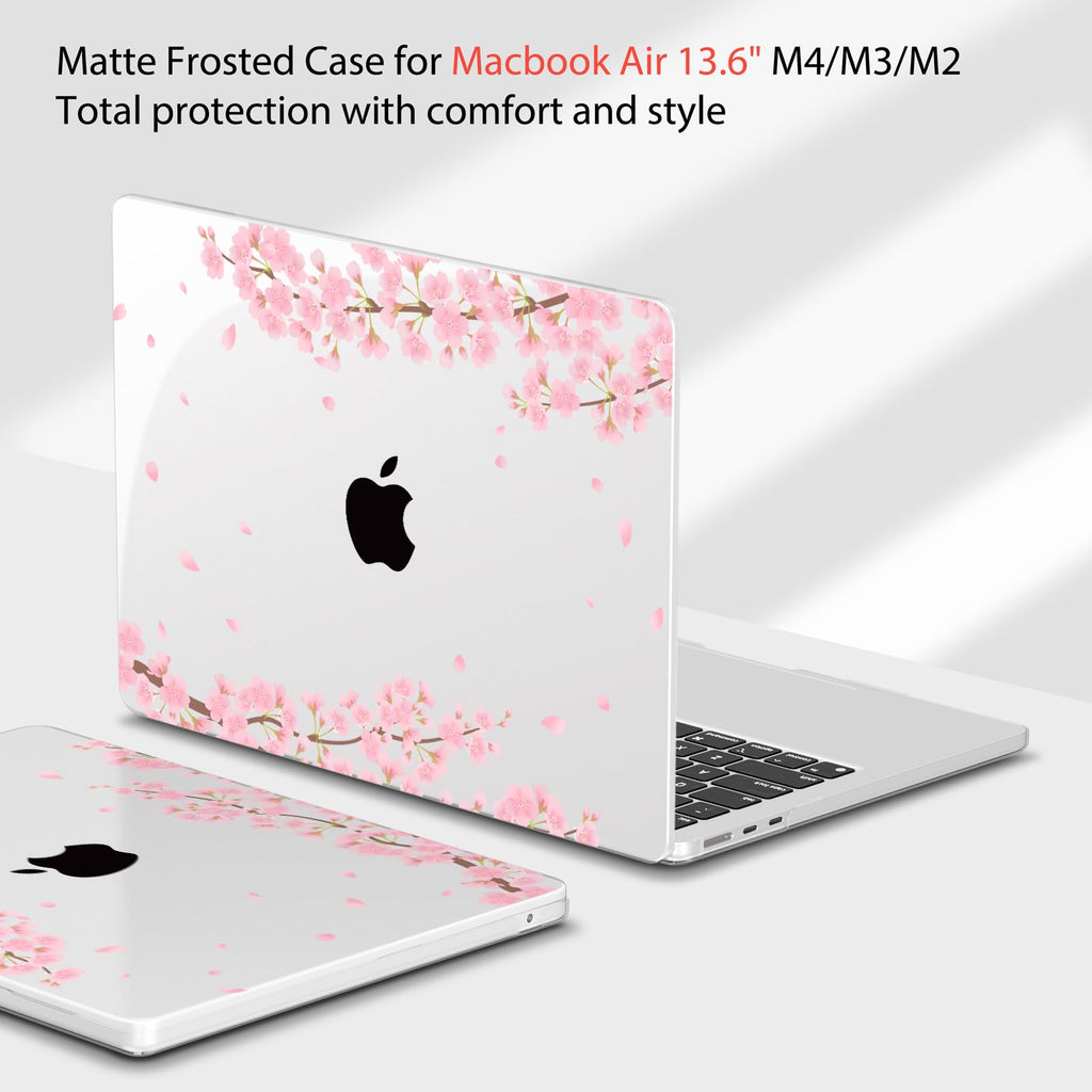 Teryeefi Compatible for MacBook Air 13.6 inch Case M5 A3449 A3240 A3113 A2681 (2026 2025 2024-2022 Release), Protective Plastic Hard Shell Cover for MacBook Air M2 M3 M4 13 inch, Pink Sakura A005
