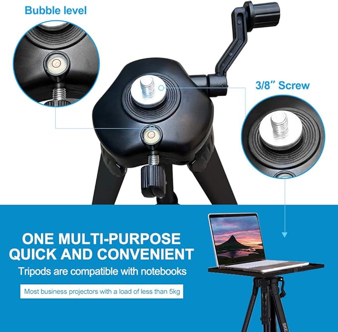 Portable Projector Stand Tripod Adjustable: Universal Laptop Standing Height from 17" to 46" with Carry Bag for Projectors Laptops Photography