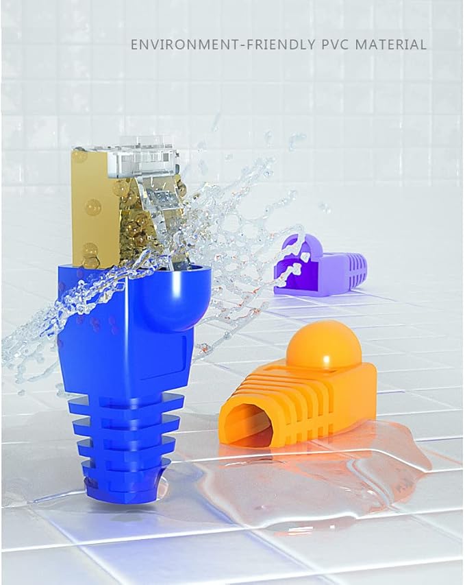 50 Pcs Cat5 Cat5E Cat6 Strain Relief Boot, RJ45 Plug Connector Cover Modular Network Plug Connector Cap Cable Connector Boots, Orange