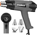 ROMECH 1500W Heavy Duty Heat Gun, Variable Temperature Control Hot Air Gun Kit with 2 Air Flow 120°F~1200°F and 4 Nozzles for Crafts Shrink Wrap (Gray)