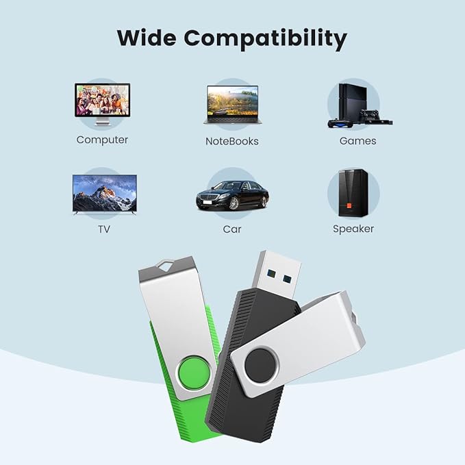 Aiibe 32GB Flash Drive 3.0 5 Pack USB 3.0 Flash Drive 32 GB Thumb Drive Swivel USB Memory Stick USB Drives 3.0 (32G, 5 Mixed Colors: Black Red Cyan Green Purple)