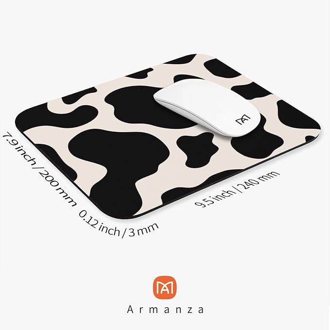 Square Mouse Pad Black Cow Print,Personalized Premium-Textured Custom Mouse Mat Design,Washable Mousepad Cloth,Non-Slip Rubber Base Computer Mouse Pads for Wireless Mouse