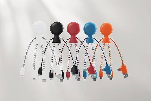 Multi USB Cable 4 in 1 - Universal Charger Made from Recycled Plastic - USB, USB-C, Lighting, Micro USB Ports - Compatible with All Smartphones Mr Bio White Octopus