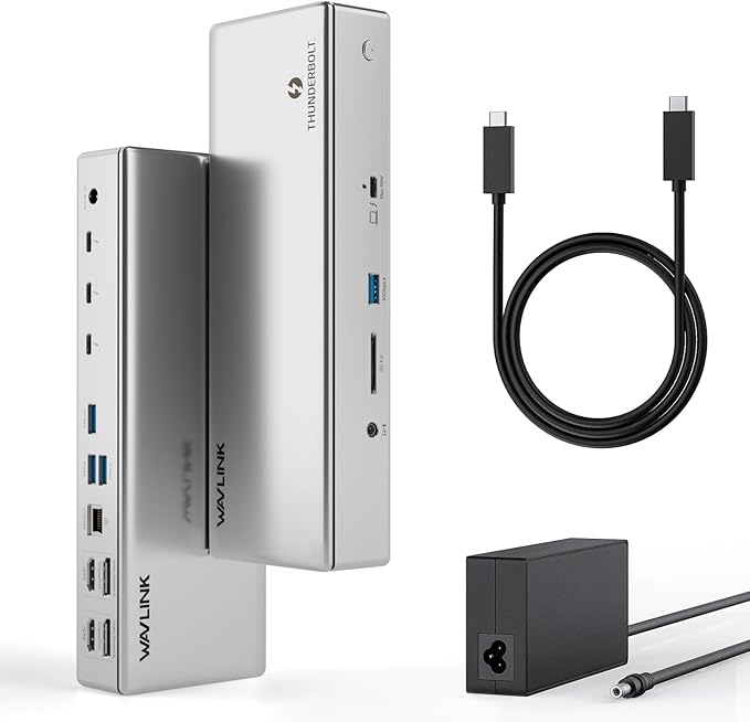 Thunderbolt 4 Dock, WAVLINK Docking Station with Quad 4K@60Hz Monitors, Four Thunderbolt 4 Ports, 98W PD, 2.5G RJ45 Ethernet, SD V4.0, 10Gbps USB3.1, for MacBook Pro/Air etc