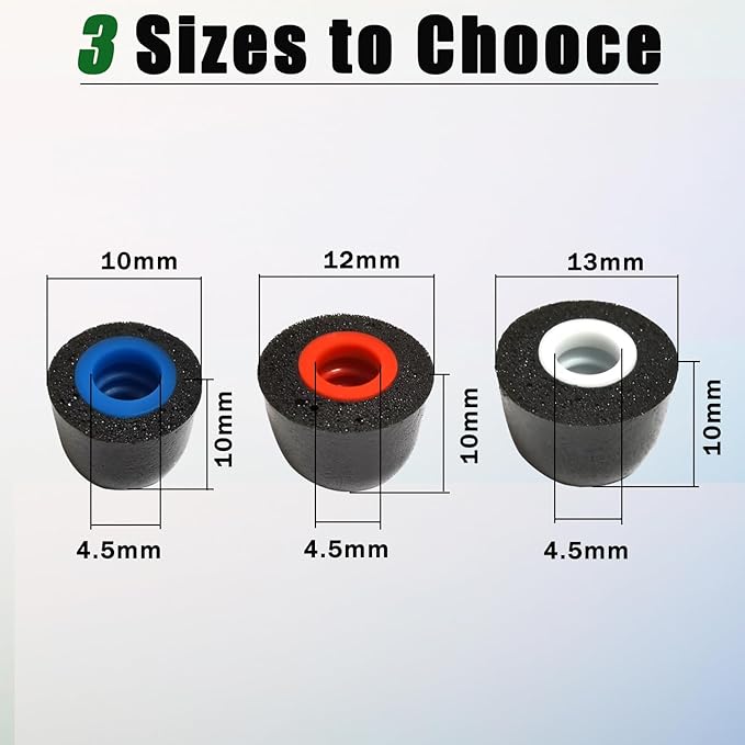 Memory Foam Tips Replacement Earbuds Tips Fit 4.5mm-6mm Anti-Slip Isolation Noise Replacement Ear Tips for in-Ear Earphones with Storage Box