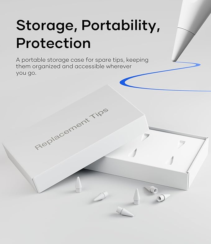 Replacement Pencil Tips for Apple Pencil Pro, Pen Tips for Apple Pencil 2nd Gen/1st Gen/USB-C, Wear-Resisting Pencil Nibs with Storage Box, Pen Nibs Set Compatible with Apple Pen (6 Pack, White)
