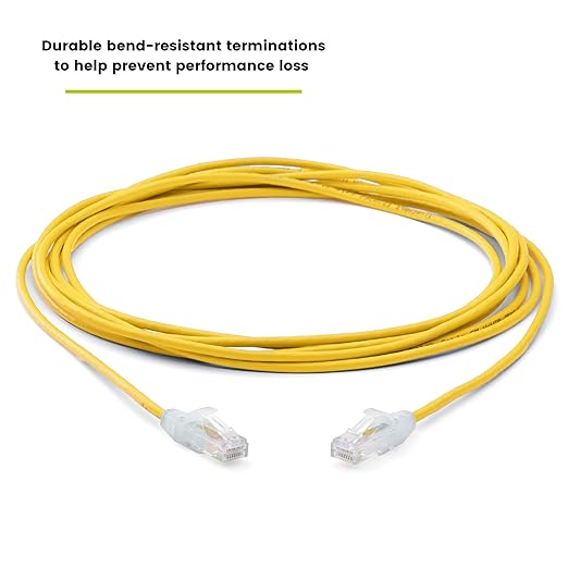 TRUECABLE Cat6 Component Rated Patch Cable, Unshielded (U/UTP), 14ft, Yellow, 28AWG Solid Copper, Snagless 10G High-Speed Ethernet Cable, PoE++ 4PPoE 100W, UL Listed, RoHS-3, 1 Pack