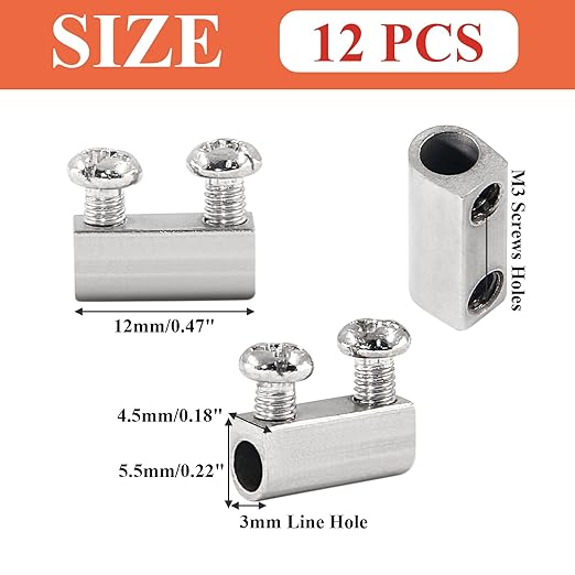 Biaungdo 12 Pcs Stainless Steel Wire Rope Cable Clamp, Adjustable New Upgrade Double Hole Wire Rope Clamp Fastener