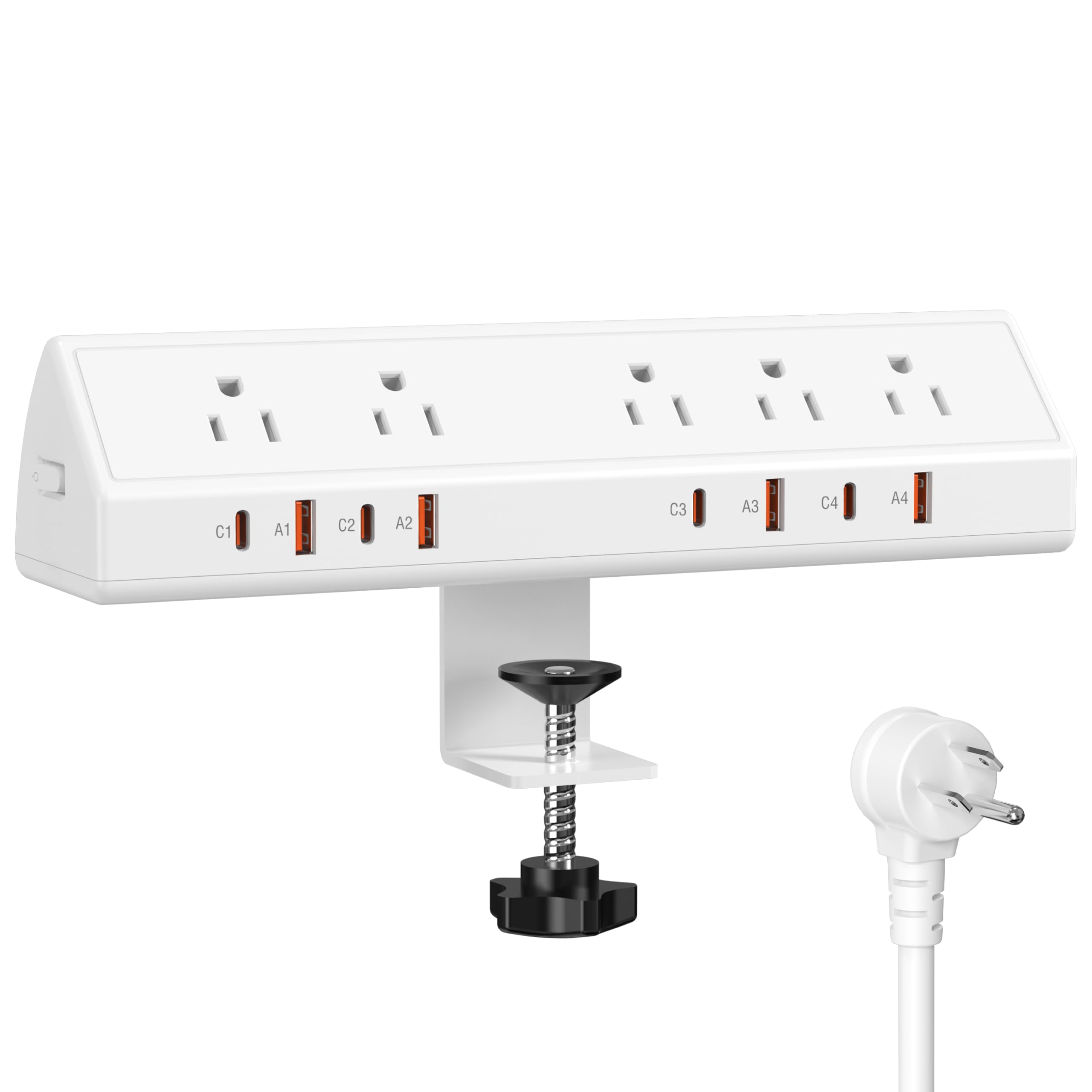 Jgstkcity Desk Clamp Power Strip USB C 65W,8 USB,10FT Cable,White
