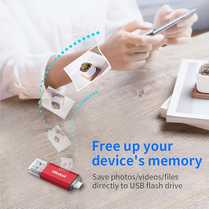 Thkailar USB Flash Drive 512GB,Type A and Type C Ports 2 in 1 OTG USB 3.1 Thumb Drive,Memory Stick for Business Traveler Compatible with iPhone 15/Android Phone/PC/Mac Pro/Laptop(Red)
