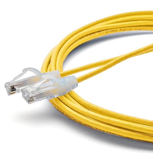 TRUECABLE Cat6 Component Rated Patch Cable, Unshielded (U/UTP), 14ft, Yellow, 28AWG Solid Copper, Snagless 10G High-Speed Ethernet Cable, PoE++ 4PPoE 100W, UL Listed, RoHS-3, 1 Pack