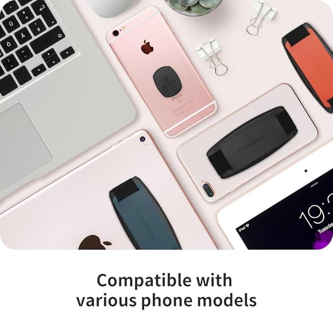 Sinjimoru Detachable Phone Grip Kickstand for Wireless Charging Compatible Phone Finger Holder for iPhone & Smartphones. Sinji Mount S-Grip Navy