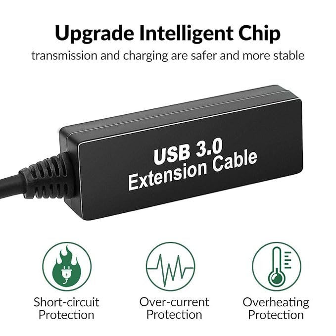 75FT USB 3.0 Active Extension Cable, USB 3.0 Extension Cord A-Male to A-Female, With High-Speed Data Signal Amplifier, Compatible With Quest 3.VR,Rift.360 Kinect. Xbox,Webcam.PS4 HD Camera or More