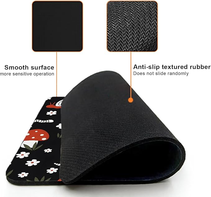 Mouse Pad, Cute Abstract Art Red Mushroom Mouse Pads for Desk, 9.5" x 7.9" Non-Slip Rubber Base Computer Mousepad with Women, Portable Square Design for Wireless Mouse and Pad Laptop Office & Travel