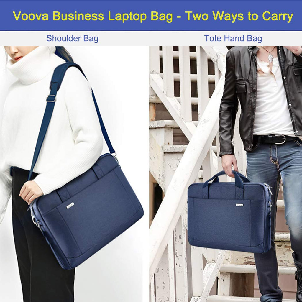Voova Laptop Bag Case 17 17.3 Inch Computer Sleeve Messenger Bag with Shoulder Strap Expandable Waterproof Large Capacity Business Briefcase for Work Travel Fit 17-18” Laptop, Men Women, Blue