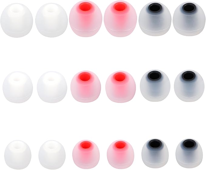 Replacement Earbud Tips Silicone Earbud Covers Fit Most in-Ear Earbuds(Inner Hole 3.8mm -5.1mm) Headphone Eartips Ear Bud Rubber Tips 9 Pairs S M L