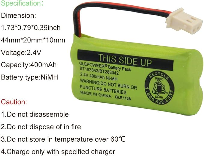 DM221 BT183342/BT283342 2.4V 400mAh Ni-MH Battery Pack, Also Compatible with Cordless Phone Batteries BT166342/BT266342 BT162342/BT262342 CS6709 CS6609 CS6509 CS6409 EL52100 EL50003(4 Pack)