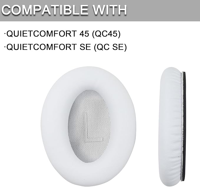 Ear Pads for Bose Quiet Comfort 35 Soft Protein Leather Replacement Earpads Ear Cushions Ear Pad for Bose QC 45/35 / 25/15 QC2 / Ae2 / Ae2i / Ae2W / Sound Link/Sound True (QC45-White$White)