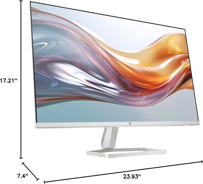 HP Series 5 527sw 27" 300 nits IPS FHD Monitor (Replaces M27FW) Adjustable Tilt, Flicker Free, Anti-Glare, Ultra-Thin, Low-Blue Light Filter, 1x HDMI, White/Silver w/DKZ Hub USB Port Expander