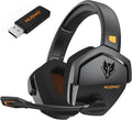 NUBWO G06 Dual Wireless Gaming Headset with Microphone for PS5, PS4, PC - 23ms Low Latency Audio - 100-Hour of Playtime - 50mm Drivers (Black-Orange)