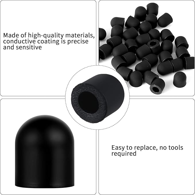 50Pcs Replacement Nibs for Touch Screen Pen, Rubber Tips for Stylus Pens, Soft, No Scratches, Sensitivity and Precision, Universal Stylus Ends (0.24inch/6mm)