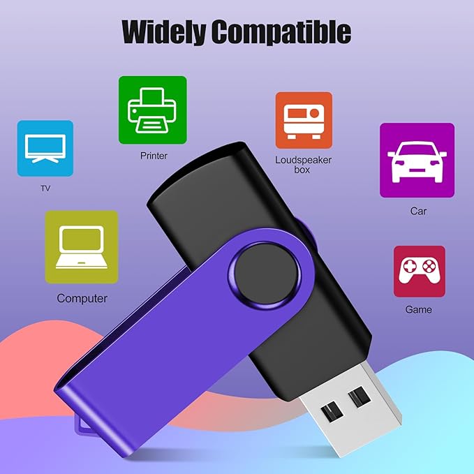 EASTBULL Flash Drive Bulk8GB USB 50 Pack with Lanyards USB 2.0 Thumb Drive Bulk Memory Stick Swivel Pen Drive for Storage and Backup 8 GB 50 Pack, Purple