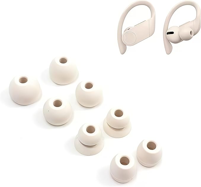 8Pair Replacement Eartips Silicone Earbuds Buds Set for Powerbeats Pro,Beats x,Urbeats, Beats Wireless Earphone Headphones Black (White)