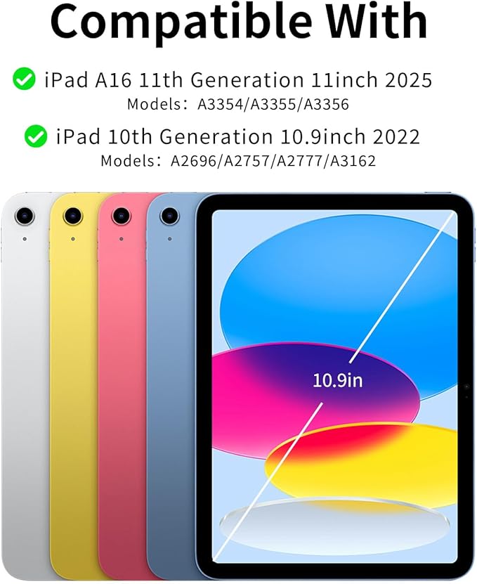 Keyboard Case Compatible for iPad 11th Generation (A16, 2025) and 10th 10.9 inch (2022), Wireless Detachable Keyboard with Premium Protective Cover with Pencil Holder for Apple iPad 2022 10.9 Inch