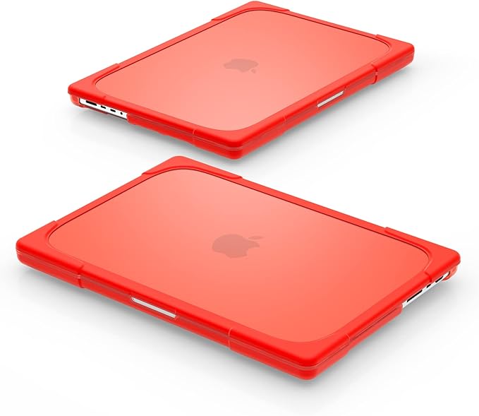 Batianda Compatible with New MacBook Pro 16 inch Case 2024 M4 Chip 2023 2021 Release with M3 M2 Pro Max, Heavy Duty Protective Plastic Hard Shell with Fold Kickstand & Keyboard Cover Protector, Red