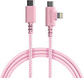 Smartish 2 in 1 USB C to USB C/Lightning Cable - Crown Joule - 6 Ft Fabric Wrapped Fast Charging Cord - for iPhone, Galaxy, Pixel - 100W Dual Fast Charger for Phones/Laptops - I'm Blushing