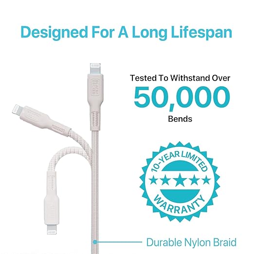 BLACK+DECKER USB C to Lightning Cable - Fast Compatible iPhone Lightning Cable - Durable Braided Type C iPhone Charger Cord - for Travel and Daily Use - Multiple Colors and Lengths - 3ft