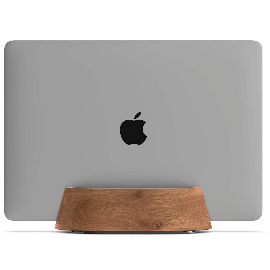 HumanCentric Vertical Laptop Stand in Black Walnut Wood, Upright Adjustable Holder and Dock, Laptop Vertical Stand Fits MacBook Pro and Other Laptops.5" to 1.5", Clamshell Compatible